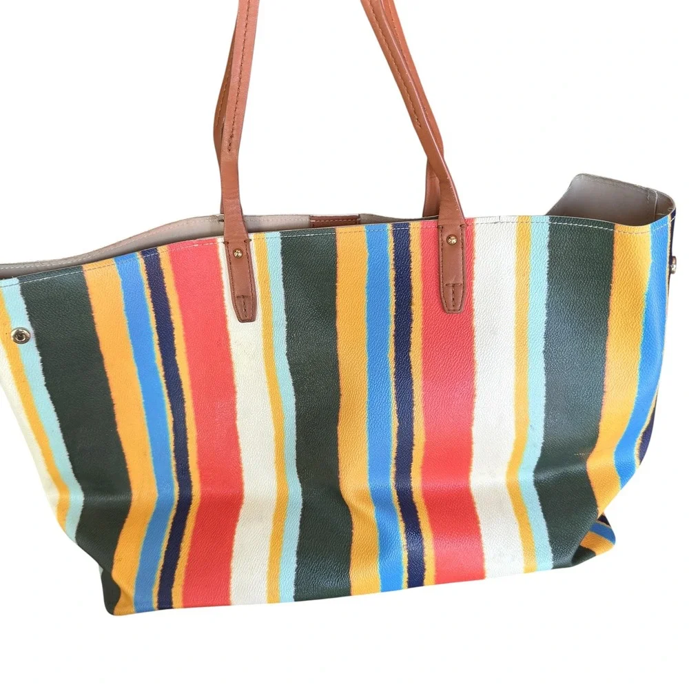 Tory Burch Kerrington Square Balloon Stripe Tote Bag